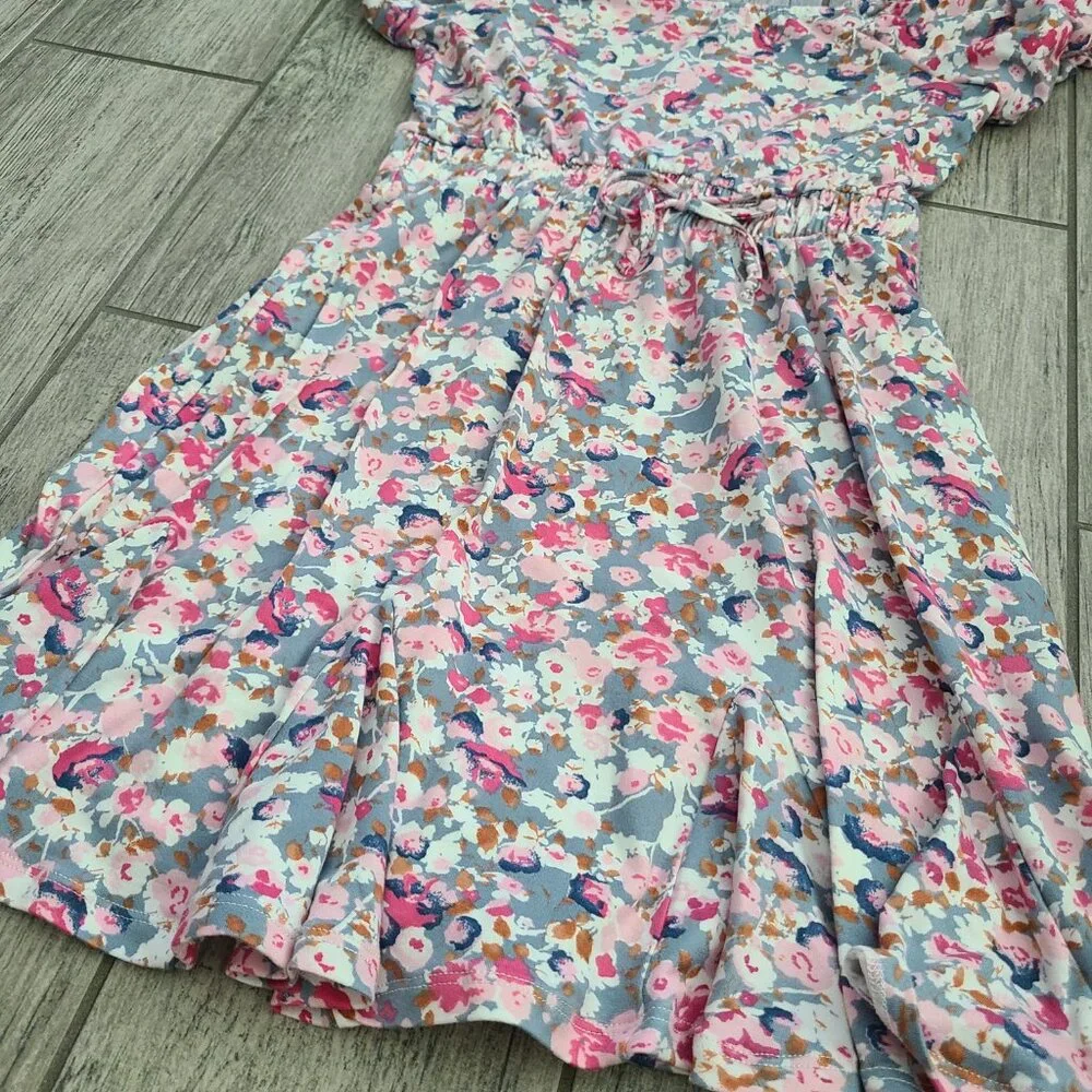 Free Pink Heart Trixxi girls Floral Puff Sleeve Fit & Flare Dress Size Medium